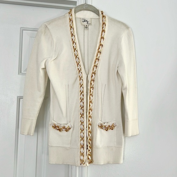 💖❤️ Blair Waldorf ✨ Milly Cream Chain Cardigan S - Picture 4 of 7